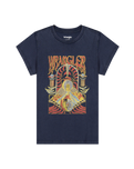 The Wrangler Womens Shrunken Band T-Shirt in Navy