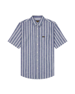 The Wrangler Mens Chambray Shirt in Dark Stripe