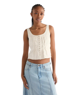 Pleated Corset Top in Worn White