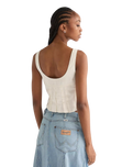 Pleated Corset Top in Worn White