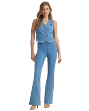 Lainey Wilson Novelty Pull On Flare Jeans in Blue