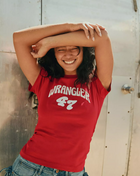 Shrunken Band T-Shirt in Chili Pepper