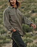 Oversized Western Shirt in Mojave Heather