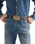 Oversized Buckle Belt in Dark Brown