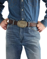 Oversized Buckle Belt in Dark Brown