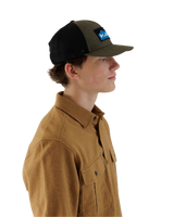 The Kavu Mens Above Standard Trucker Cap in Olive Topo