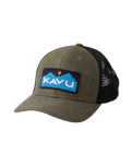 The Kavu Mens Above Standard Trucker Cap in Olive Topo