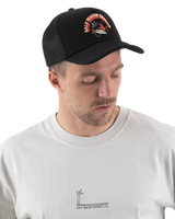 The Salt Water Seeker Mens Embroidered Foam Trucker Cap in Black