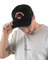 The Salt Water Seeker Mens Embroidered Foam Trucker Cap in Black