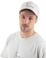 The Salt Water Seeker Mens Embroidered Foam Trucker Cap in Bone