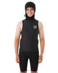 The Rip Curl Flashbomb Polypro Hooded Vest in Black