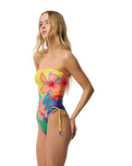 The Rip Curl Womens Farm Rio Bliss Bandeau One Piece Swimsuit in Yellow