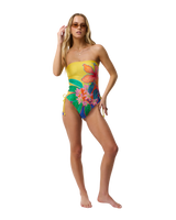 The Rip Curl Womens Farm Rio Bliss Bandeau One Piece Swimsuit in Yellow