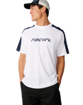The Rip Curl Mens Archive Up Top Panel T-Shirt in White