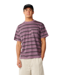 The Rip Curl Mens Disorder Stripe T-Shirt in Dusty Purple