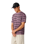 The Rip Curl Mens Disorder Stripe T-Shirt in Dusty Purple