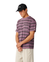The Rip Curl Mens Disorder Stripe T-Shirt in Dusty Purple