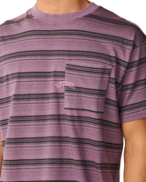 The Rip Curl Mens Disorder Stripe T-Shirt in Dusty Purple