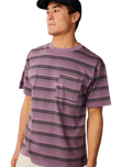 The Rip Curl Mens Disorder Stripe T-Shirt in Dusty Purple