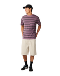 The Rip Curl Mens Disorder Stripe T-Shirt in Dusty Purple