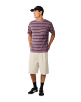 The Rip Curl Mens Disorder Stripe T-Shirt in Dusty Purple