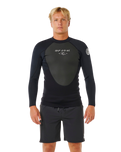 Omega 1.5mm Long Sleeve Rash Vest in Black