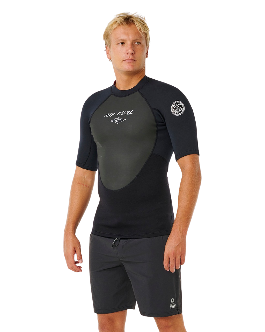 Omega 1.5mm Short Sleeved Rash Vest in Black