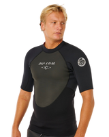 Omega 1.5mm Short Sleeved Rash Vest in Black