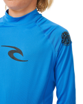 Boys Waves UPF Long Sleeved Rash Vest in Blue Gum