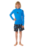 Boys Waves UPF Long Sleeved Rash Vest in Blue Gum