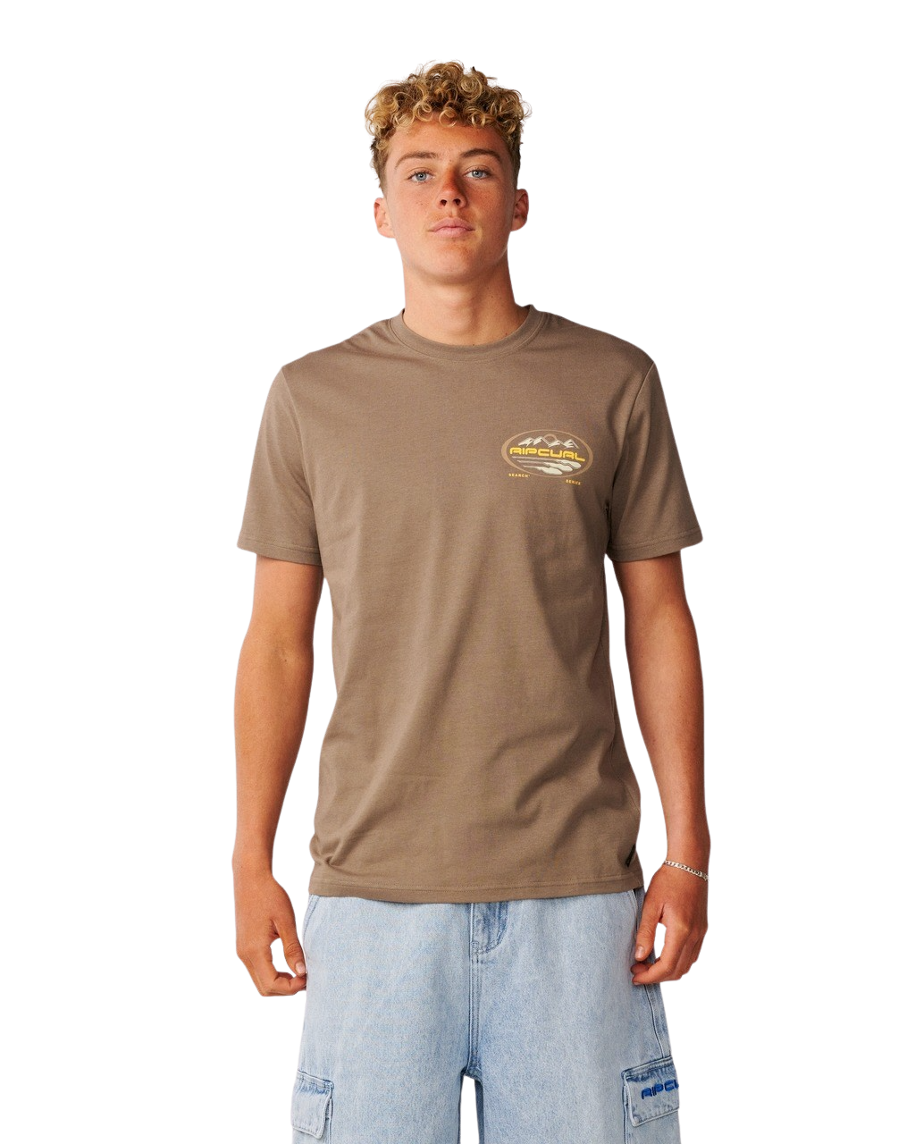 The Rip Curl Mens S-Series VC Peaks T-Shirt in Walnut