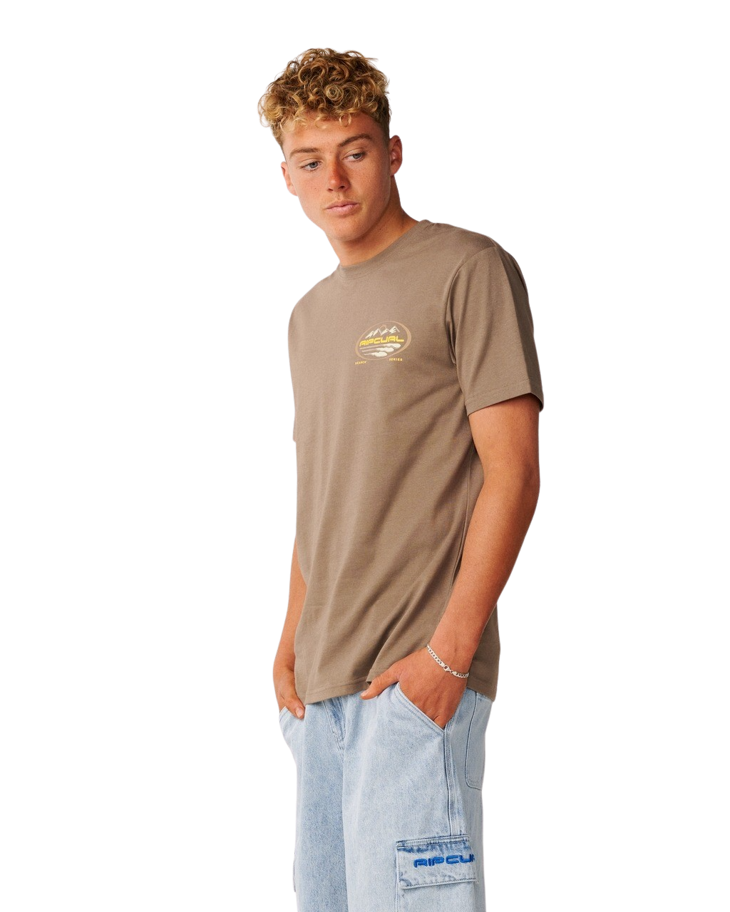 The Rip Curl Mens S-Series VC Peaks T-Shirt in Walnut