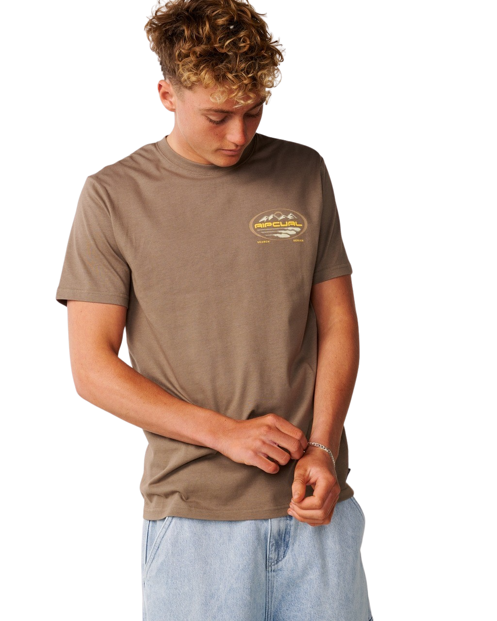 The Rip Curl Mens S-Series VC Peaks T-Shirt in Walnut