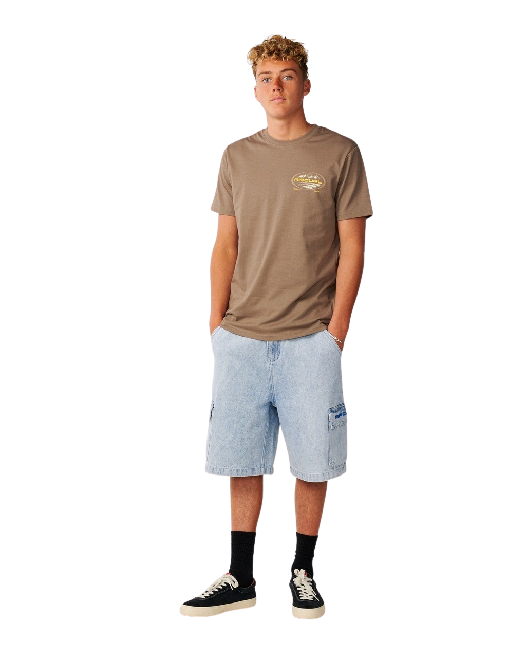 The Rip Curl Mens S-Series VC Peaks T-Shirt in Walnut