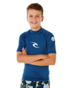 Boys Waves UPF Short Sleeved Rash Vest in Light Navy