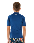Boys Waves UPF Short Sleeved Rash Vest in Light Navy