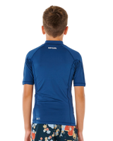 Boys Waves UPF Short Sleeved Rash Vest in Light Navy
