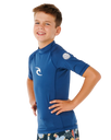Boys Waves UPF Short Sleeved Rash Vest in Light Navy
