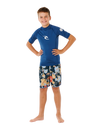 Boys Waves UPF Short Sleeved Rash Vest in Light Navy