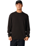 Premium Surf Waffle Long Sleeve T-Shirt in Washed Black