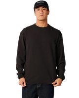 Premium Surf Waffle Long Sleeve T-Shirt in Washed Black