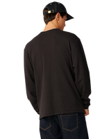 Premium Surf Waffle Long Sleeve T-Shirt in Washed Black