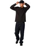 Premium Surf Waffle Long Sleeve T-Shirt in Washed Black