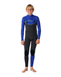 The Rip Curl Boys Dawn Patrol 5/3mm Chest Zip Wetsuit in Black & Blue