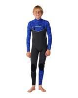 The Rip Curl Boys Dawn Patrol 5/3mm Chest Zip Wetsuit in Black & Blue