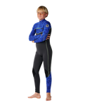 The Rip Curl Boys Dawn Patrol 5/3mm Chest Zip Wetsuit in Black & Blue