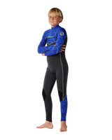 The Rip Curl Boys Dawn Patrol 5/3mm Chest Zip Wetsuit in Black & Blue