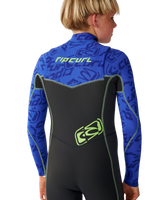 The Rip Curl Boys Dawn Patrol 5/3mm Chest Zip Wetsuit in Black & Blue