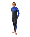 The Rip Curl Boys Dawn Patrol 5/3mm Chest Zip Wetsuit in Black & Blue