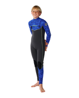 The Rip Curl Boys Dawn Patrol 5/3mm Chest Zip Wetsuit in Black & Blue